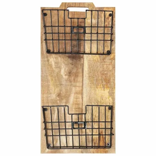 Zidni stalak za časopise 33x10x67 cm masivno grubo drvo manga Cijena