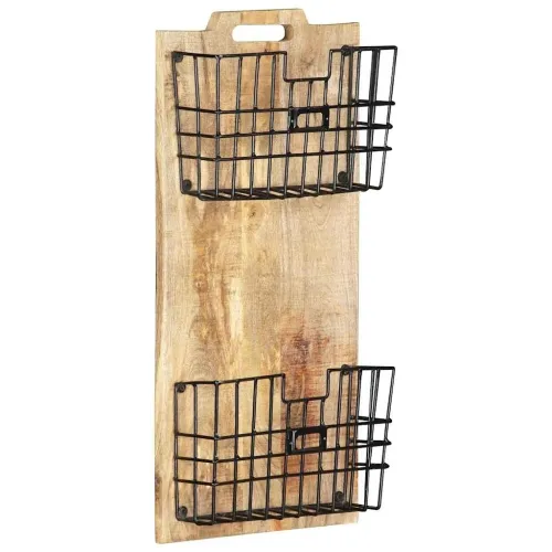 Zidni stalak za časopise 33x10x67 cm masivno grubo drvo manga Cijena