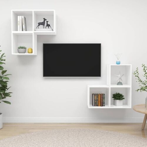 4-dijelni set TV ormarića bijeli od konstruiranog drva - Bijela 1 Bijela Cijena