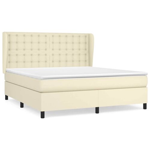 Boxspring - Krevet s oprugama i madracem krem 160x200 cm od umjetne kože - Krema 160 x 200 cm gumbi Krema Cijena