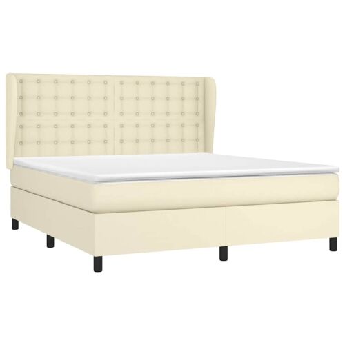 Boxspring - Krevet s oprugama i madracem krem 160x200 cm od umjetne kože - Krema 160 x 200 cm gumbi Krema Cijena
