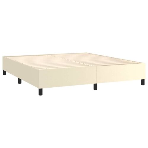 Boxspring - Krevet s oprugama i madracem krem 160x200 cm od umjetne kože - Krema 160 x 200 cm gumbi Krema Cijena