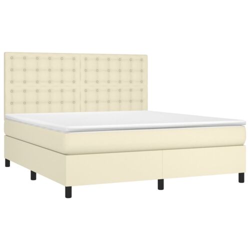 Boxspring - Krevet s oprugama i madracem krem 160x200 cm od umjetne kože - Krema 160 x 200 cm gumbi Krema Cijena