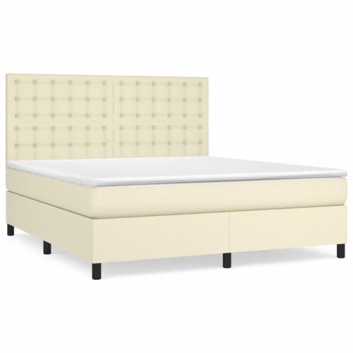 Boxspring - Krevet s oprugama i madracem krem 160x200 cm od umjetne kože - Krema 160 x 200 cm gumbi Krema Cijena