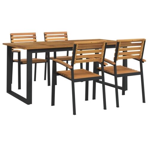 Vrtna garnitura - 5-dijelni vrtni blagovaonski set od bagremovog drva i metala - Crna Dužina stola 180 cm 4 Dužina stola 180 cm Cijena