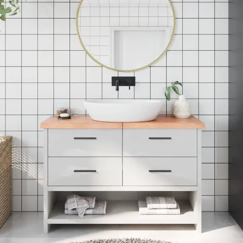 Kupaonska radna ploča svjetlosmeđa 120x30x(2-4) cm masivno drvo Cijena