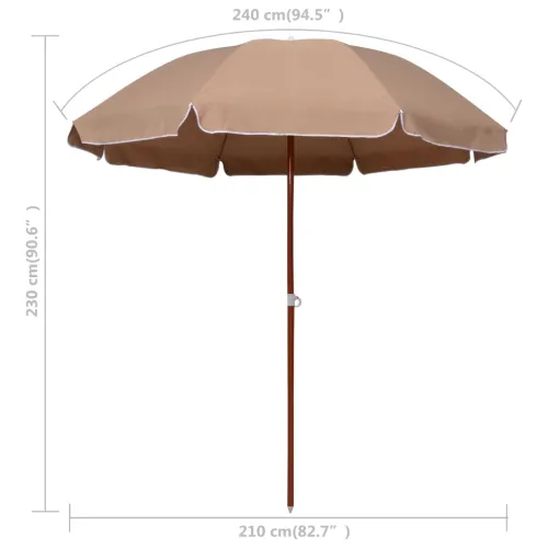 Vrtni suncobran s čeličnim stupom 240 cm smeđesivi - Sivo-smeđa 240 cm 1 Cijena