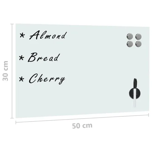 Zidna magnetna ploča od stakla 50 x 30 cm - Bijela 50 x 30 cm s dodacima Cijena