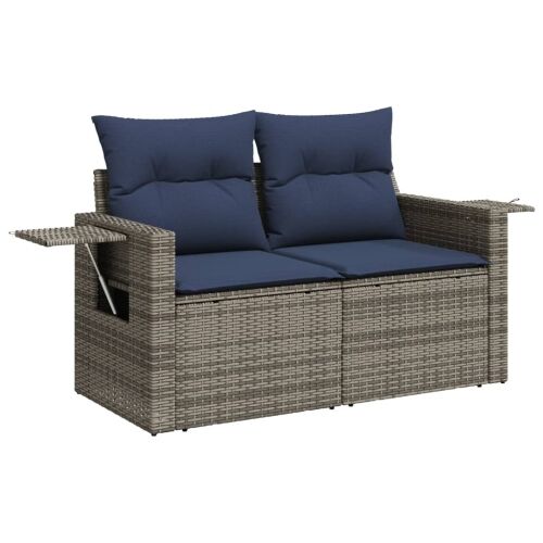 Vrtni set od 7 dijelova s jastucima, sivi poliratan - siva i modra 1 3x middle+ corner + 2x sofa + table siva i modra Cijena
