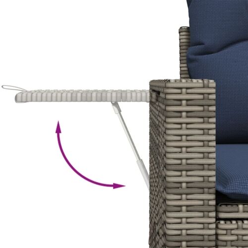 Vrtni set od 7 dijelova s jastucima, sivi poliratan - siva i modra 1 3x middle+ corner + 2x sofa + table siva i modra Cijena