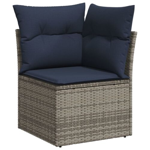 Vrtni set od 10 dijelova s jastucima, sivi poliratan - Siva 1 2x corner + 2x sofa + 5x middle + table Siva Cijena