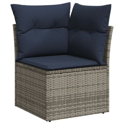 Vrtni set od 9 dijelova s jastucima, sivi poliratan - Siva corner + 3x middle + table + 4x sofa 1 Siva Cijena