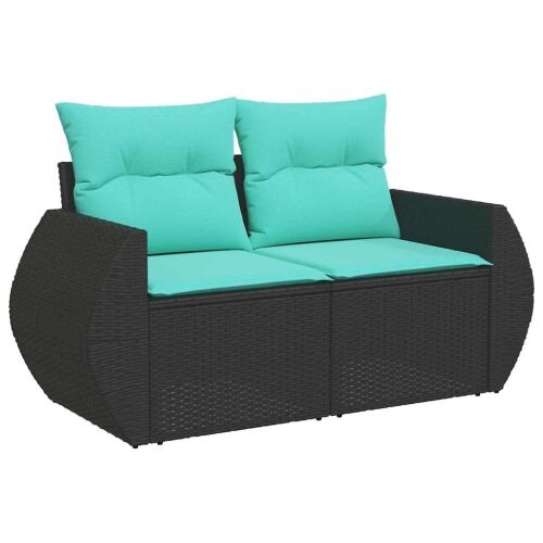 11-dijelni vrtni set s jastucima crni poliratan - Crna 2x corner + 6x middle + table + 2x sofa 1 Crna Cijena