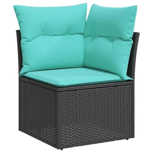 11-dijelni vrtni set s jastucima crni poliratan - Crna 2x corner + table + 6x middle + 2x sofa 1 Crna Cijena