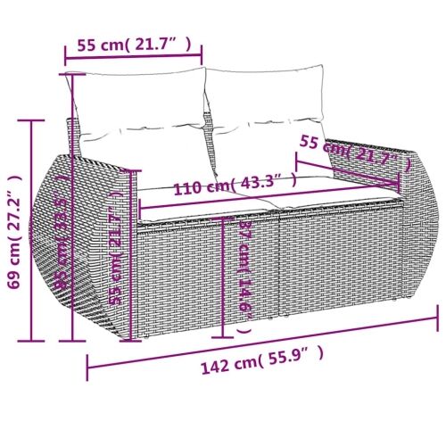 11-dijelni vrtni set s jastucima crni poliratan - Crna 2x corner + table + 6x middle + 2x sofa 1 Crna Cijena