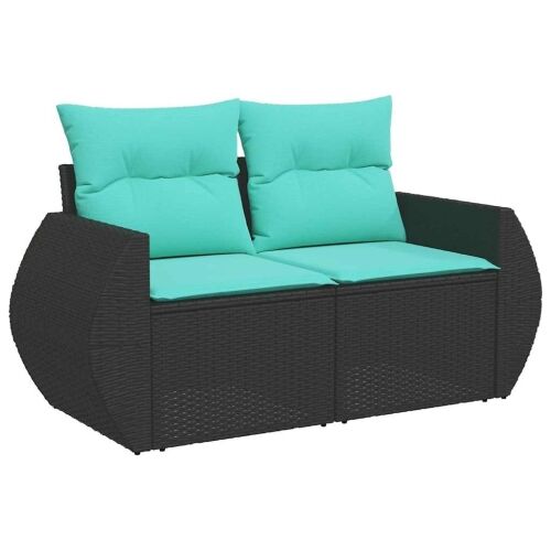 11-dijelni vrtni set s jastucima crni poliratan - Crna 2x corner + table + 6x middle + 2x sofa 1 Crna Cijena