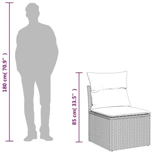11-dijelni vrtni set s jastucima crni poliratan - Crna 2x corner + table + 6x middle + 2x sofa 1 Crna Cijena