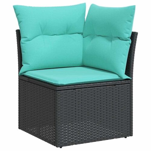 11-dijelni vrtni set s jastucima crni poliratan - Crna 2x corner + 2x sofa + 6x middle + table 1 Crna Cijena