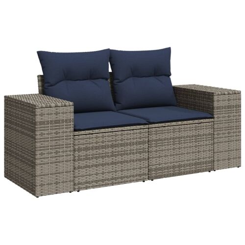 Vrtni set od 8 dijelova s jastucima, sivi poliratan - Siva corner + 3x middle + 2x sofa + footstool + table 1 Siva Cijena