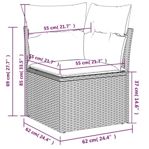 11-dijelni vrtni set s jastucima crni poliratan - Crna 2x sofa + 6x middle + table + 2x corner 1 Crna Cijena