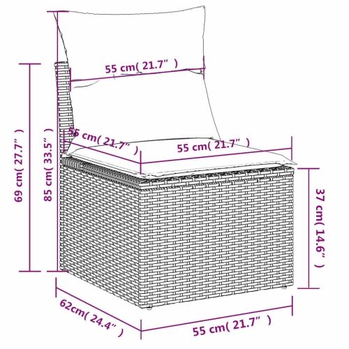 11-dijelni vrtni set s jastucima crni poliratan - Crna 2x sofa + 6x middle + table + 2x corner 1 Crna Cijena