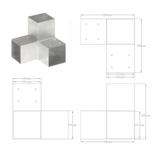Spojnici za stupove u Y-obliku 4 kom pocinčani metal 101x101 mm - 101 x 101 mm 4 Oblik slova Y Cijena