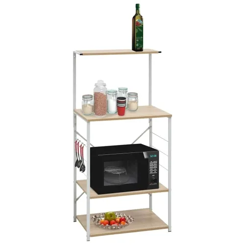Ormarić za mikrovalnu bijeli i hrast 60 x 39,6 x 123 cm drveni - Bijela i hrast Cijena