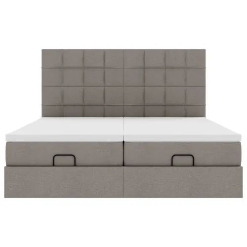 Ottoman krevet s madracima i LED diodama boje taupe 160x200 cm, tkanina - Sivo-smeđa 160 x 200 cm Blok s kvadratima Cijena