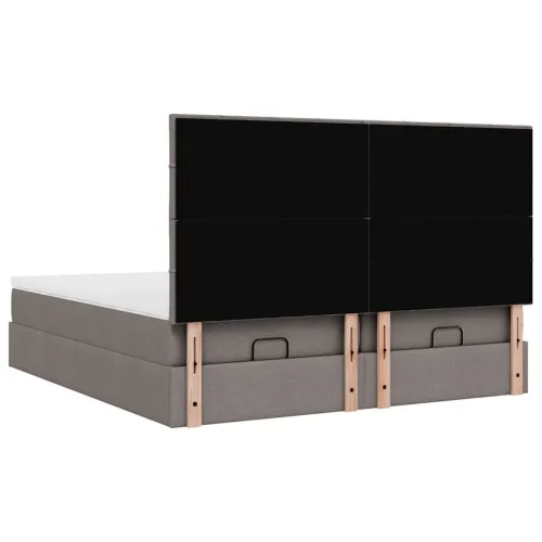 Ottoman krevet s madracima i LED diodama boje taupe 160x200 cm, tkanina - Sivo-smeđa 160 x 200 cm Blok s kvadratima Cijena