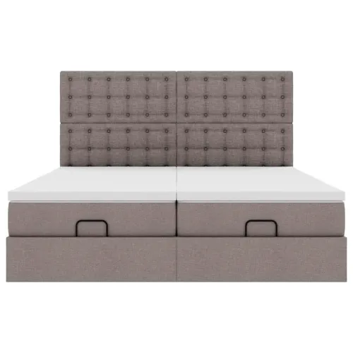 Ottoman krevet s madracima i LED diodama boje taupe 160x200 cm, tkanina - Sivo-smeđa 160 x 200 cm gumbi Cijena