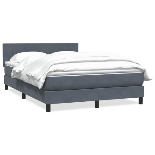 Boxspring - Krevet s oprugama i madracem tamnosivi 160x210 cm baršunasti - Tamno siva 160 x 210 cm Okomite pruge Tamno siva Cijena