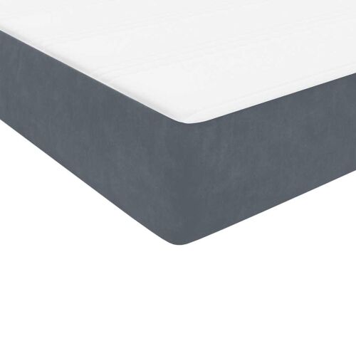 Boxspring - Krevet s oprugama i madracem tamnosivi 160x210 cm baršunasti - Tamno siva 160 x 210 cm Okomite pruge Tamno siva Cijena
