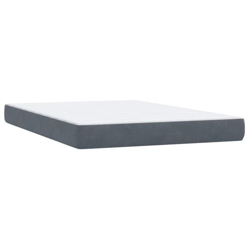 Boxspring - Krevet s oprugama i madracem tamnosivi 160x210 cm baršunasti - Tamno siva 160 x 210 cm Okomite pruge Tamno siva Cijena