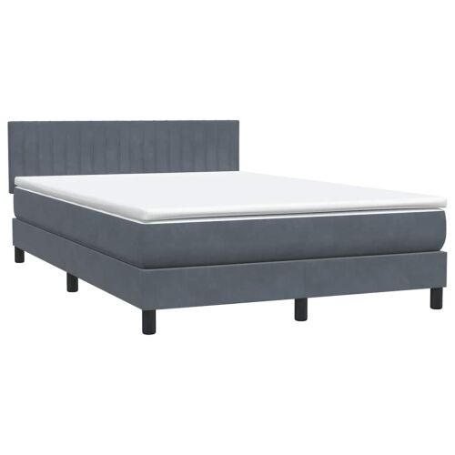 Boxspring - Krevet s oprugama i madracem tamnosivi 160x210 cm baršunasti - Tamno siva 160 x 210 cm Okomite pruge Tamno siva Cijena