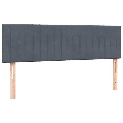 Boxspring - Krevet s oprugama i madracem tamnosivi 160x210 cm baršunasti - Tamno siva 160 x 210 cm Okomite pruge Tamno siva Cijena
