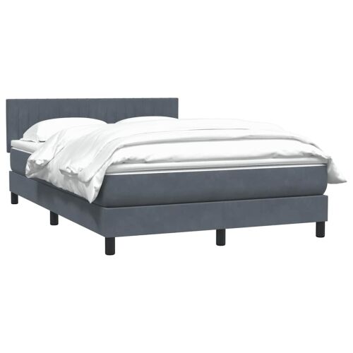 Boxspring - Krevet s oprugama i madracem tamnosivi 160x210 cm baršunasti - Tamno siva 160 x 210 cm Okomite pruge Tamno siva Cijena
