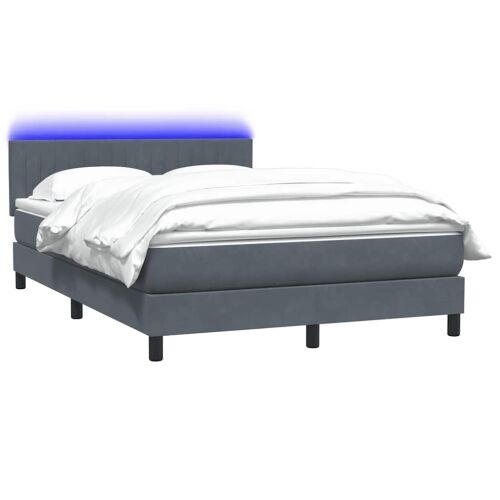 Boxspring - Krevet s oprugama i madracem LED tamnosivi 160x210 cm baršunasti - Tamno siva 160 x 210 cm Okomite pruge Tamno siva Cijena
