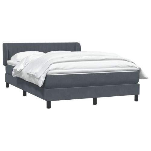 Boxspring - Krevet s oprugama i madracem tamnosivi 160x210 cm baršunasti - Tamno siva 160 x 210 cm Okomite pruge Tamno siva Cijena