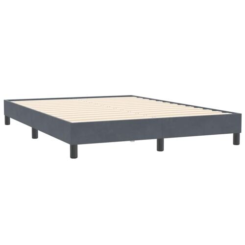 Boxspring - Krevet s oprugama i madracem tamnosivi 160x210 cm baršunasti - Tamno siva 160 x 210 cm Okomite pruge Tamno siva Cijena