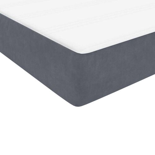 Boxspring - Krevet s oprugama i madracem tamnosivi 160x210 cm baršunasti - Tamno siva 160 x 210 cm Okomite pruge Tamno siva Cijena