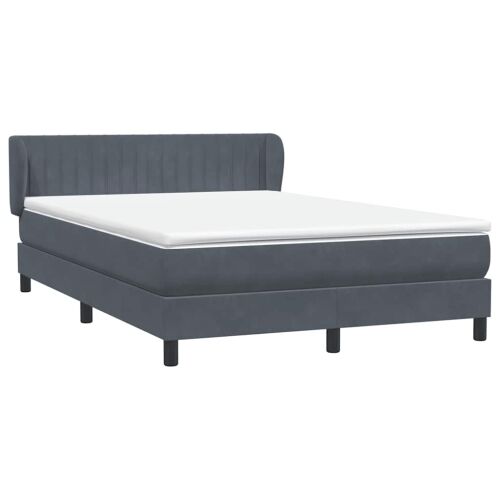 Boxspring - Krevet s oprugama i madracem tamnosivi 160x210 cm baršunasti - Tamno siva 160 x 210 cm Okomite pruge Tamno siva Cijena