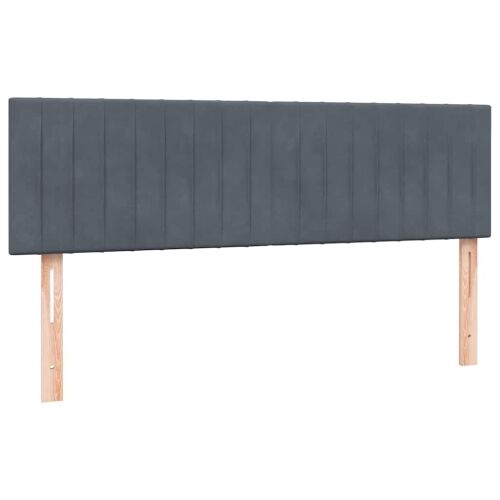 Boxspring - Krevet s oprugama i madracem tamnosivi 160x210 cm baršunasti - Tamno siva 160 x 210 cm Okomite pruge Tamno siva Cijena