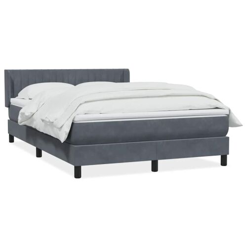 Boxspring - Krevet s oprugama i madracem tamnosivi 160x210 cm baršunasti - Tamno siva 160 x 210 cm Okomite pruge Tamno siva Cijena