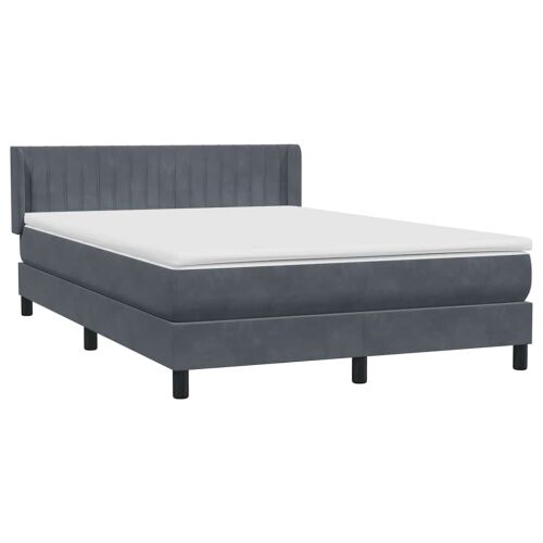 Boxspring - Krevet s oprugama i madracem tamnosivi 160x210 cm baršunasti - Tamno siva 160 x 210 cm Okomite pruge Tamno siva Cijena
