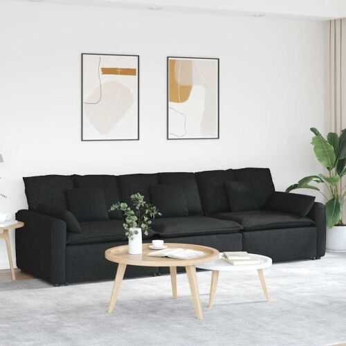 Modularna sofa s jastucima crna - Crna Cijena