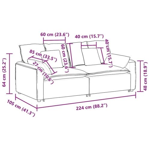 Modularna sofa s jastucima krem boje - Krema Cijena