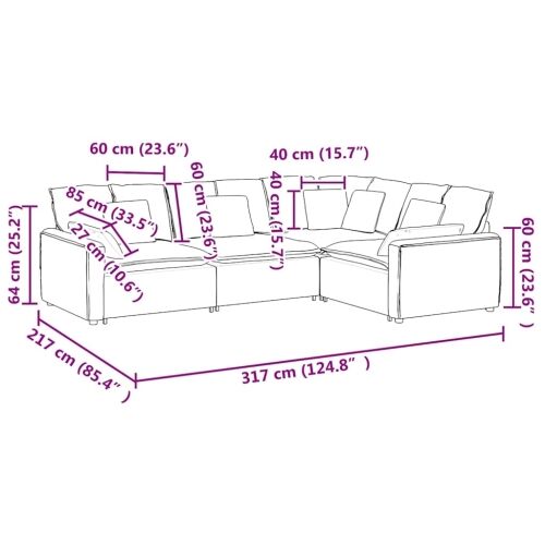 Modularna sofa s jastucima, tkanina, oblak sive boje - Oblačnosiva Oblačnosiva Cijena