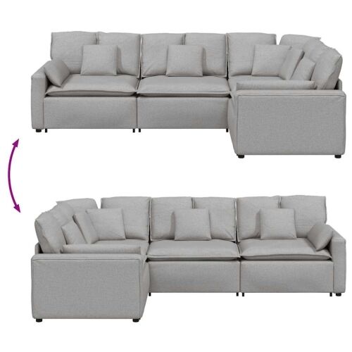 Modularna sofa s jastucima, tkanina, oblak sive boje - Oblačnosiva Oblačnosiva Cijena