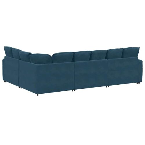 Modularna sofa s jastucima, plava baršunasta - Plava Cijena