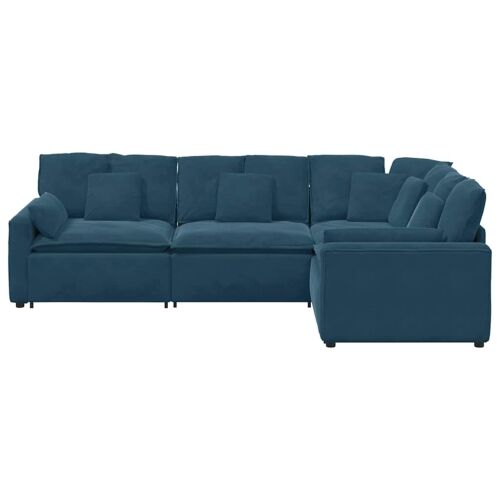 Modularna sofa s jastucima, plava baršunasta - Plava Cijena